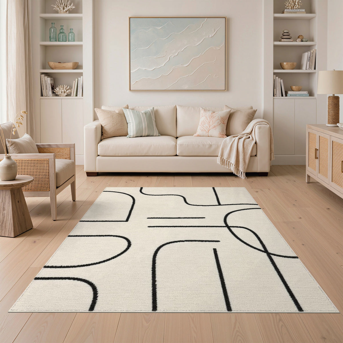 Geometric Modern Black and White Black White Abstract Geometric Area Rug