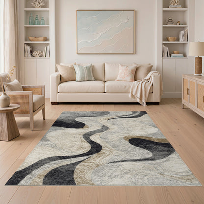 Abstract Swirl Grey Area Rug