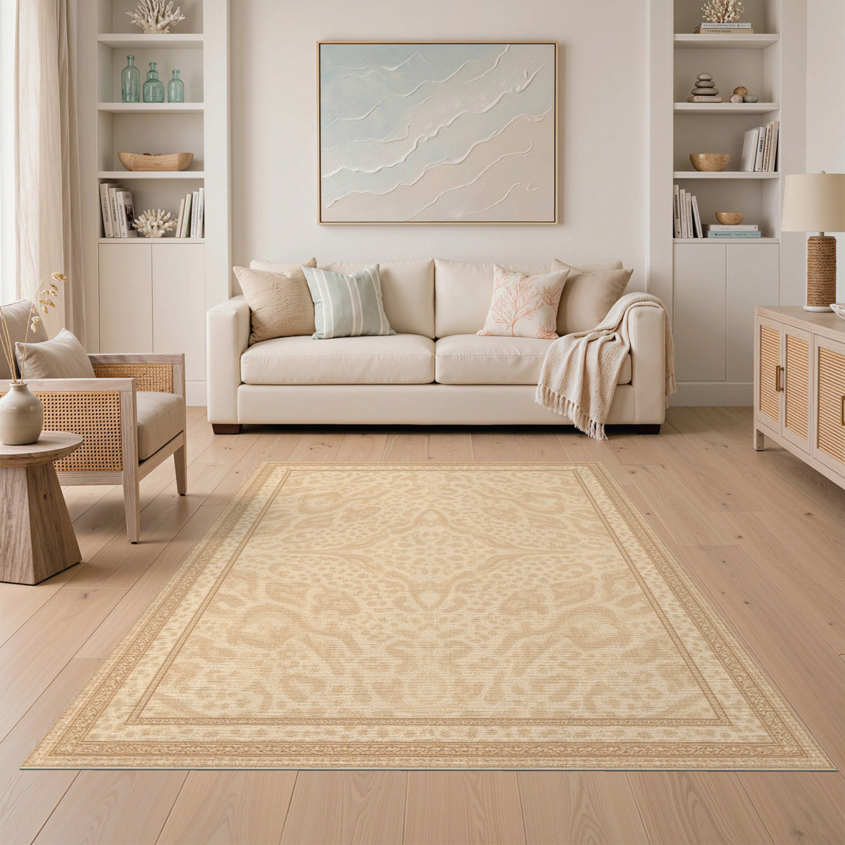 Beige Traditional Persian Area Rug