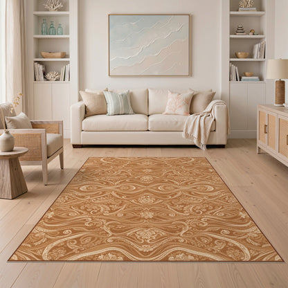 ODIKA Brown Tan Floral Vintage Area Rug