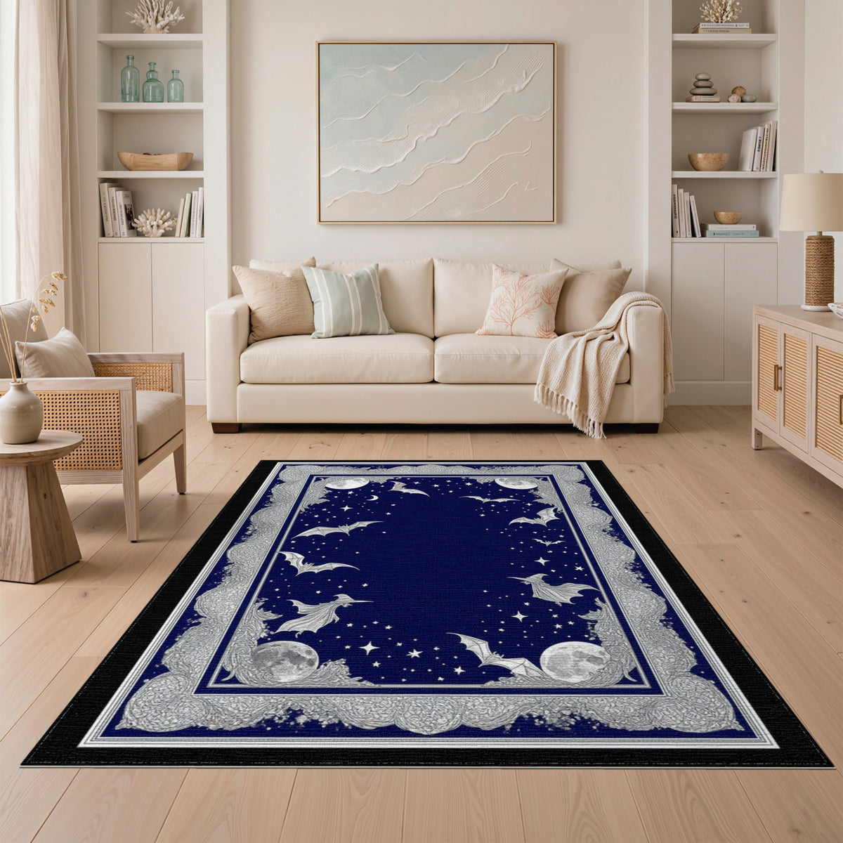 Midnight Witch Bat Celestial Area Rug