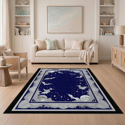 Midnight Witch Bat Celestial Area Rug