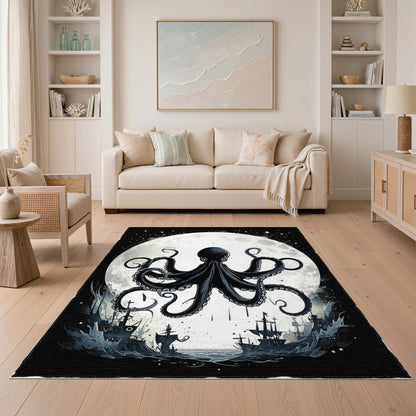 Kraken Octopus Moon Area Rug