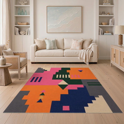 Bold Geometric Multi-Color Area Rug