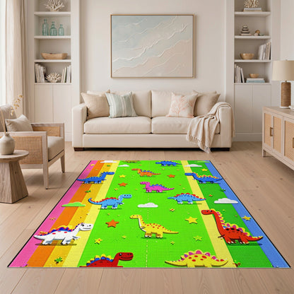 Multi-color and Patterns Colorful Dinosaur Kids Area Rug