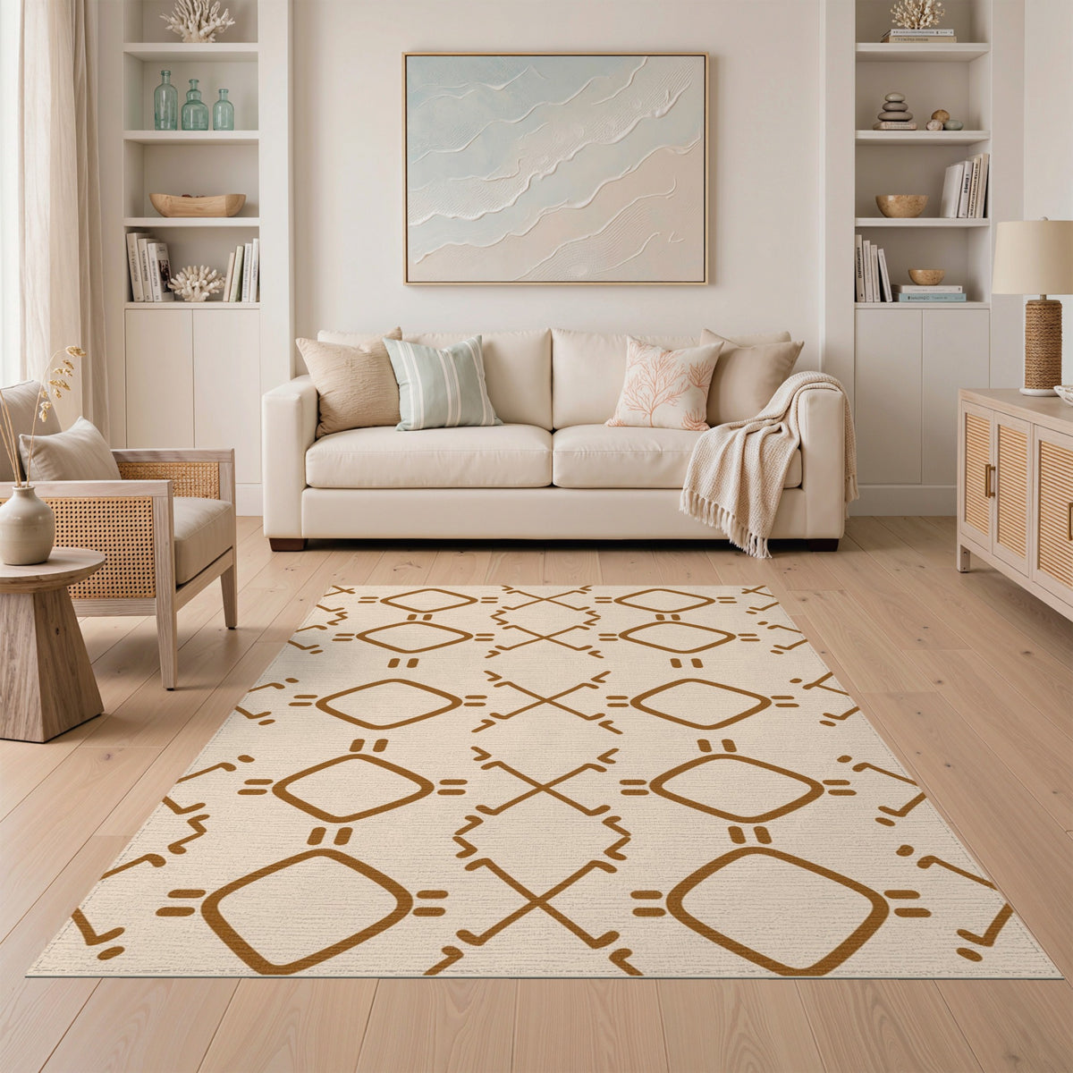 Brown Geometric Tribal Area Rug