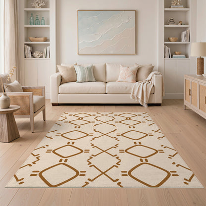 Brown Geometric Tribal Area Rug