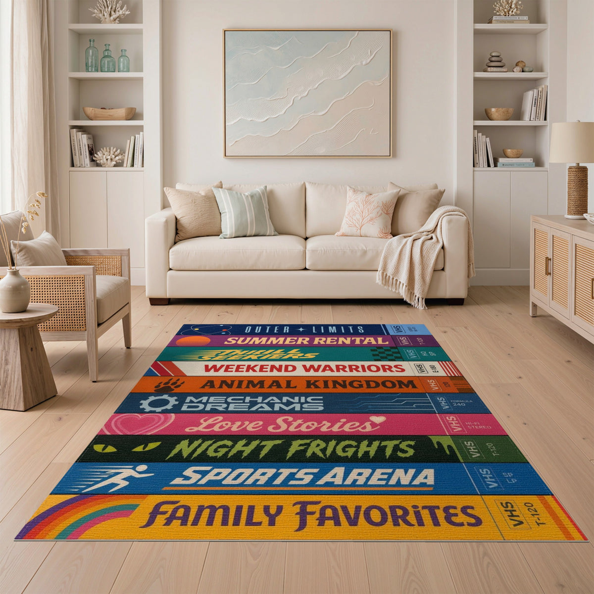Retro VHS Tape Stack Area Rug
