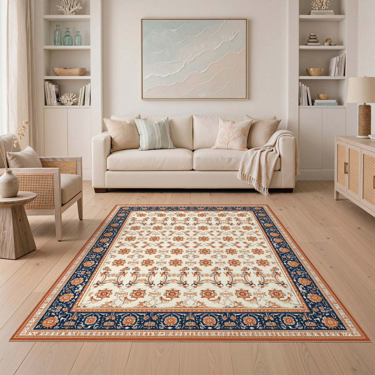 Navy Blue Traditional Persian Area Rug