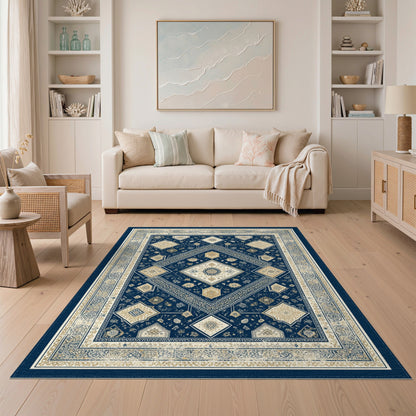 Navy Blue Persian Medallion No. 29 Area Rug