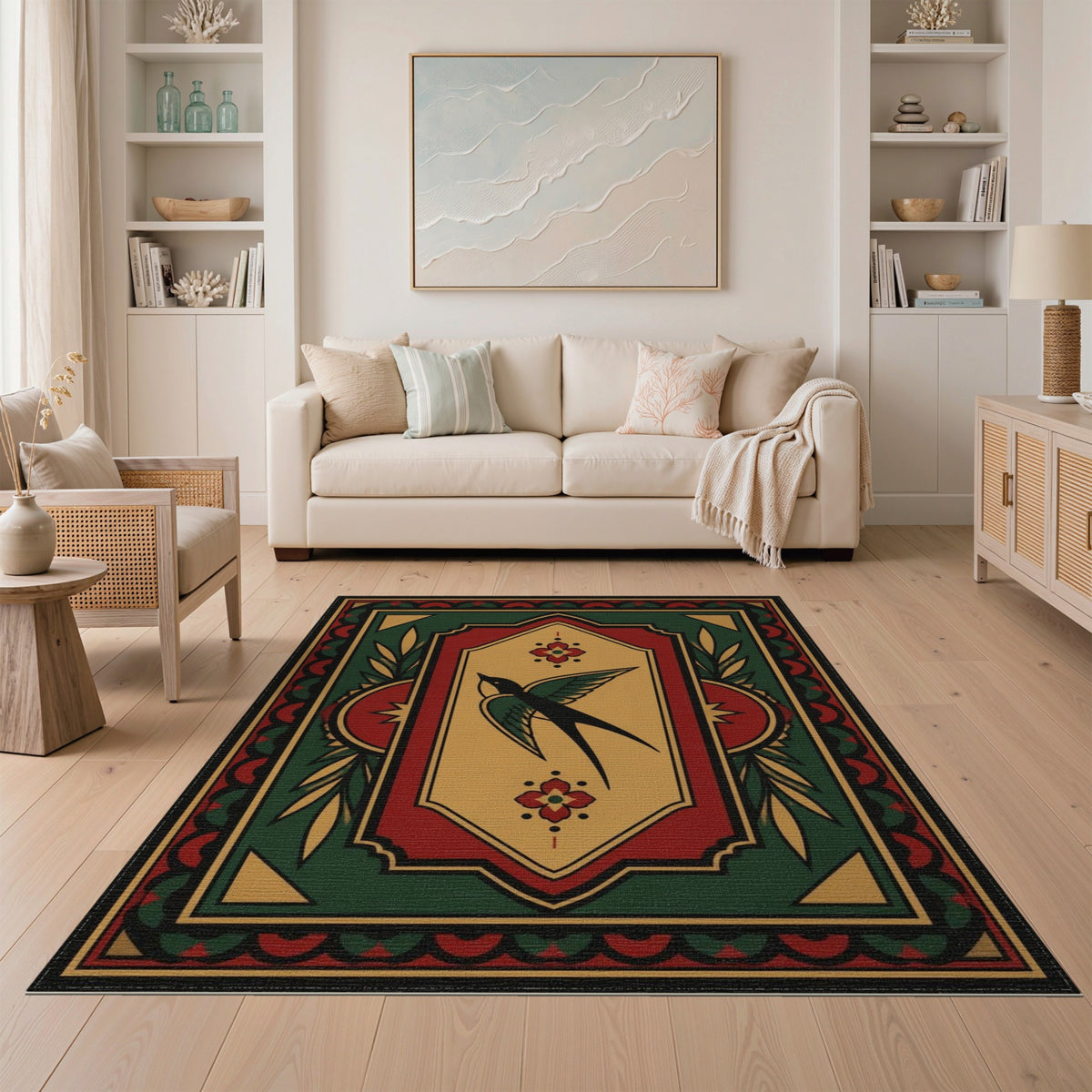 Flying Swallow Bird Area Rug