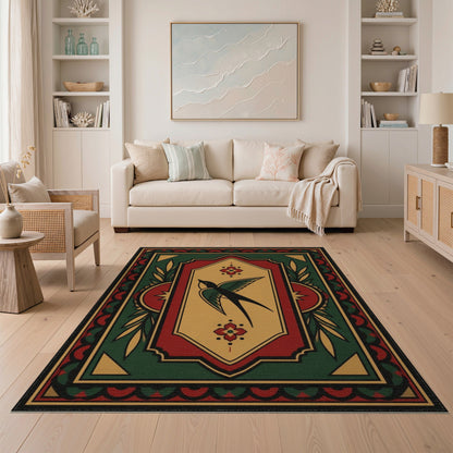 Flying Swallow Bird Area Rug