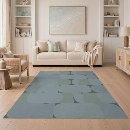Blue Teal Abstract Area Rug