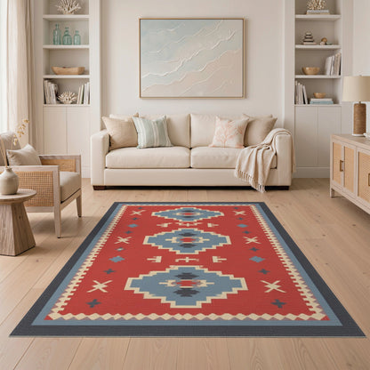 Red Southwestern Geometric Area Rug