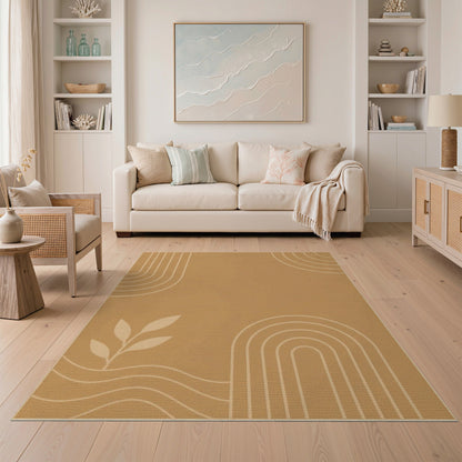 Geometric Modern Brown Geometric Arch Area Rug