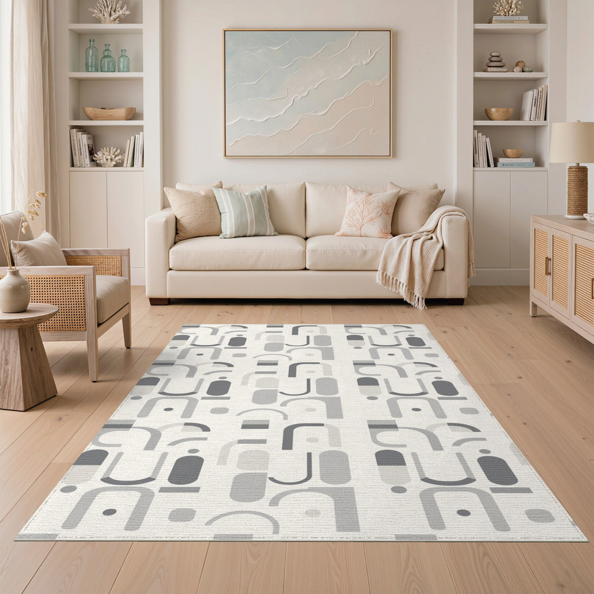 Grey Geometric Modern Area Rug