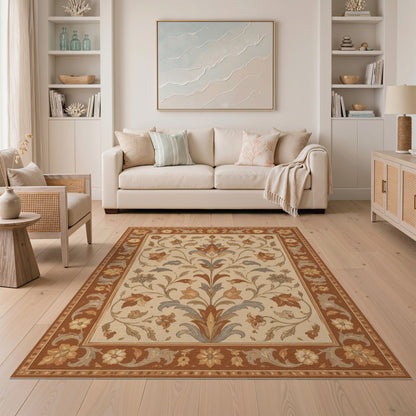 Brown Floral Vintage Area Rug