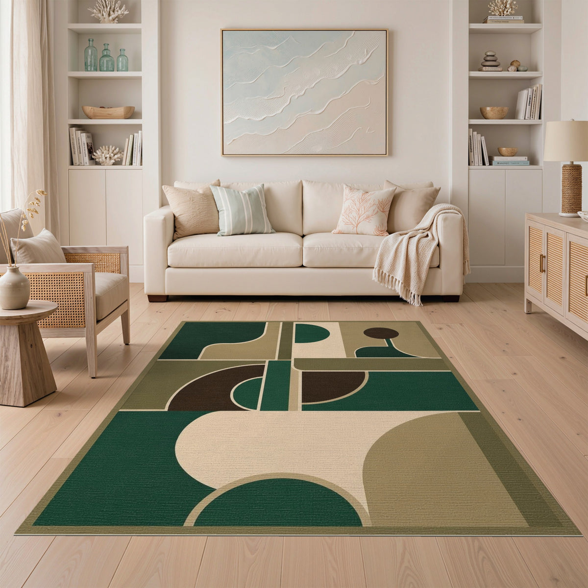 Green Geometric Area Rug