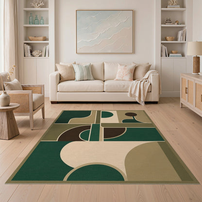Green Geometric Area Rug
