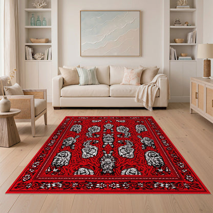 Red Monkey Bandana Area Rug