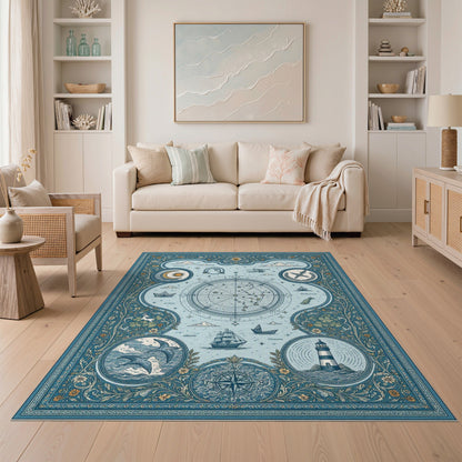 Celestial Nautical Compass Area Rug