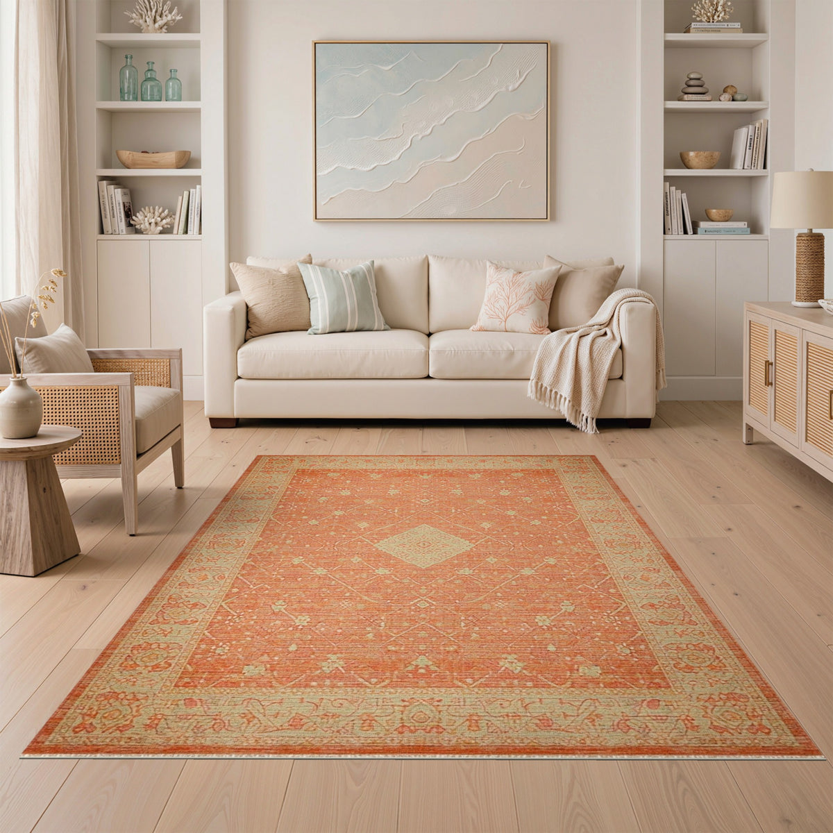 Orange Distressed Vintage Medallion No. 4 Area Rug