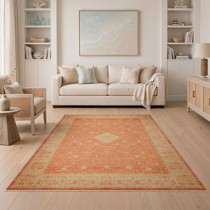 Orange Distressed Vintage Medallion No. 4 Area Rug