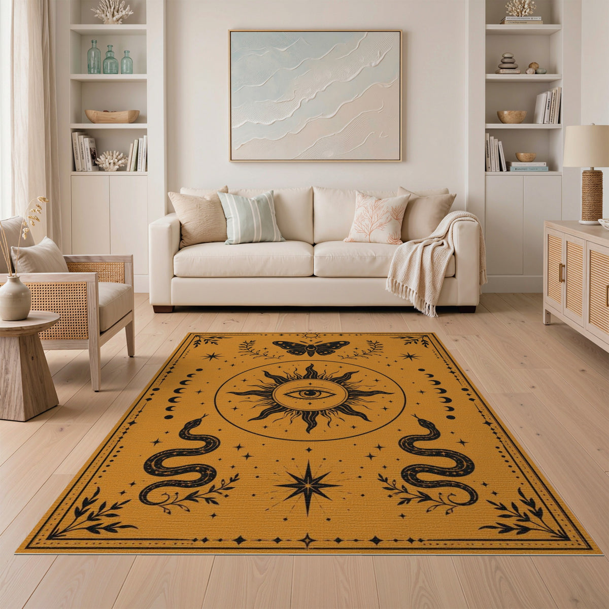 Mystic Sun Eye Orange Area Rug