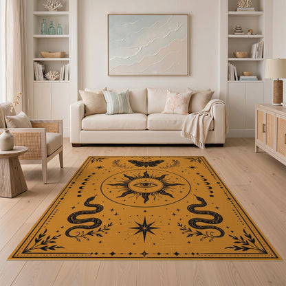 Mystic Sun Eye Orange Area Rug