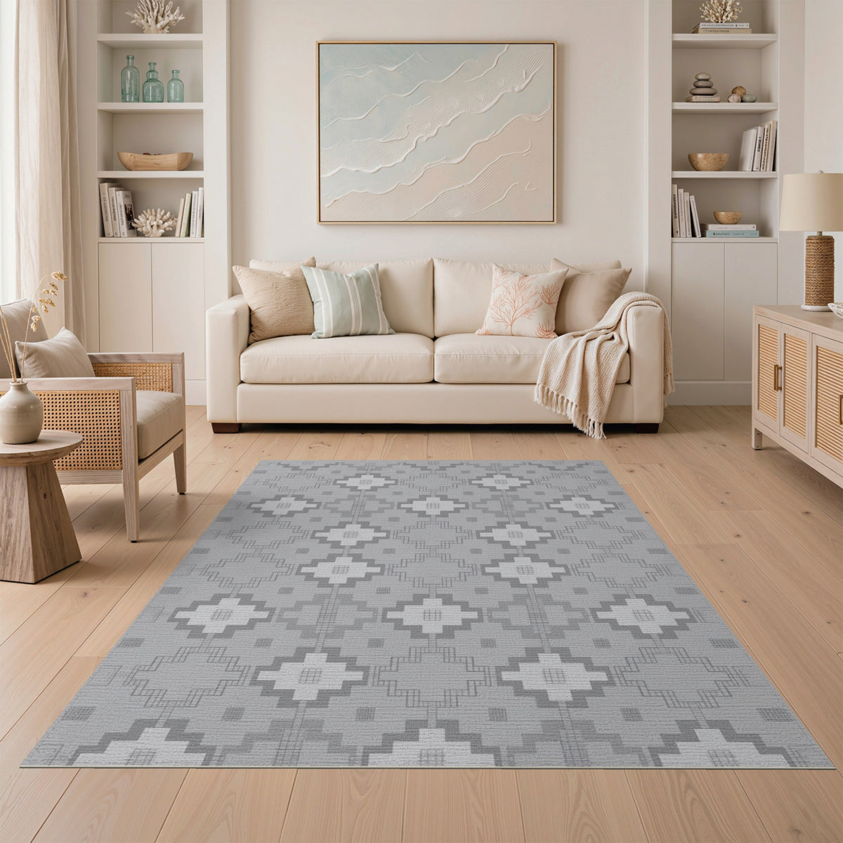 Grey Geometric Area Rug