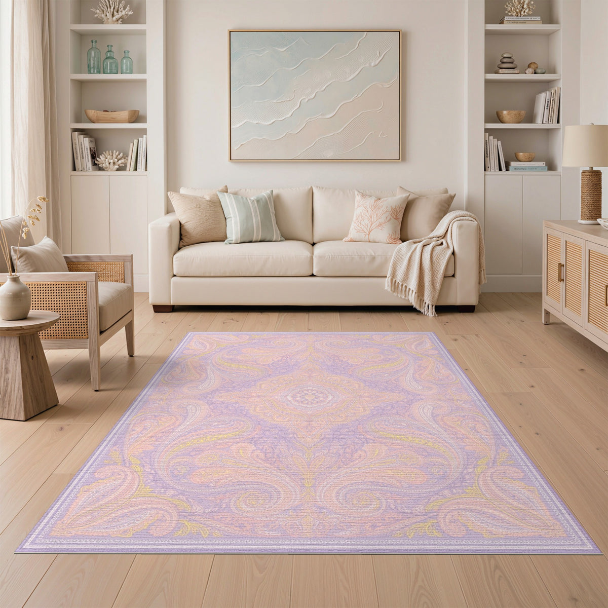 Lavender Paisley Floral Vintage Area Rug
