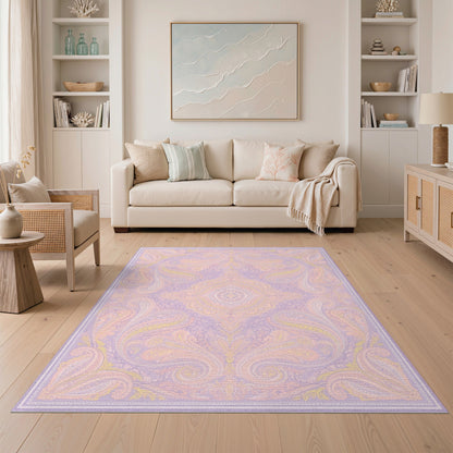 Lavender Paisley Floral Vintage Area Rug