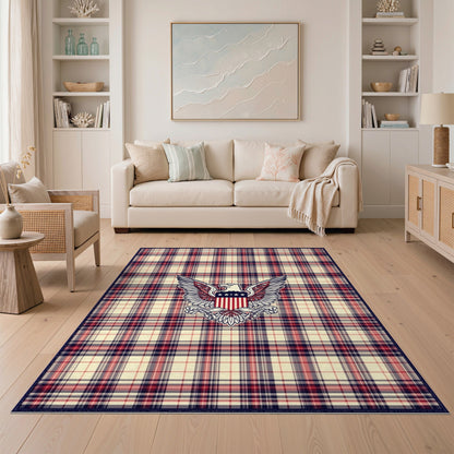 Patriotic Eagle Plaid Area Rug