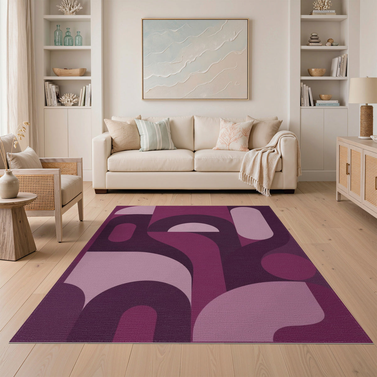 Abstract Area Purple Abstract Geometric Area Rug