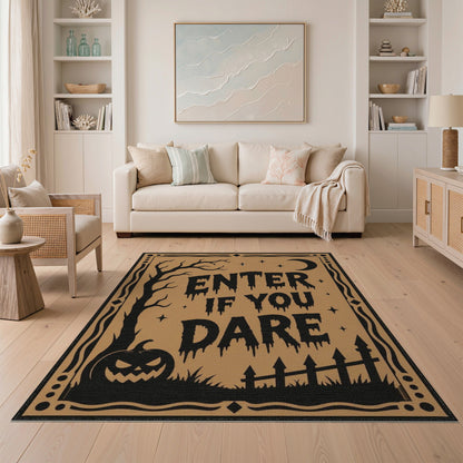 Brown and Tan Enter If You Dare Halloween Area Rug