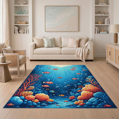 Ocean Coral Reef Fish Area Rug