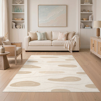 Beige Organic Abstract Area Rug