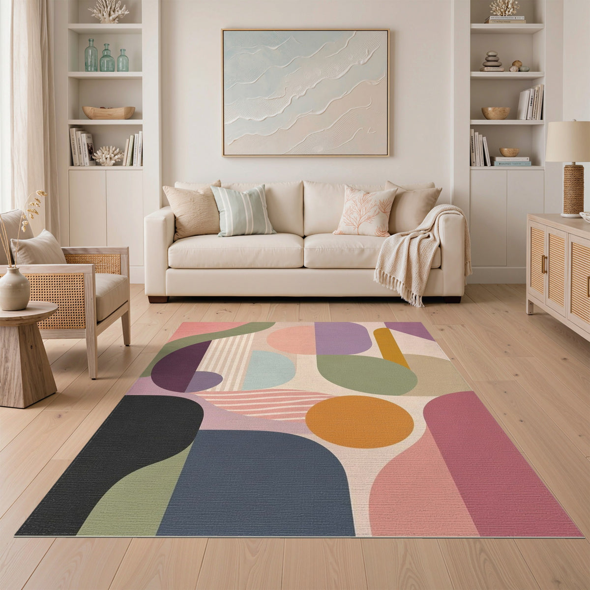 Vivid Geometric Abstract Area Rug