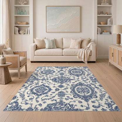 Blue Floral Vintage Area Rug