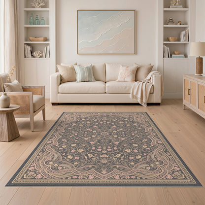 ODIKA Grey Traditional Persian Floral Area Rug