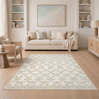 Beige Geometric Heritage Area Rug