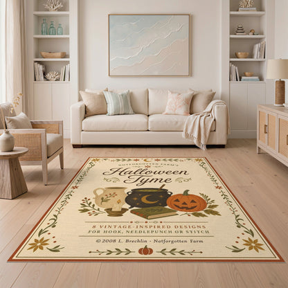 Beige and Neutral Halloween Tyme Vintage Area Rug