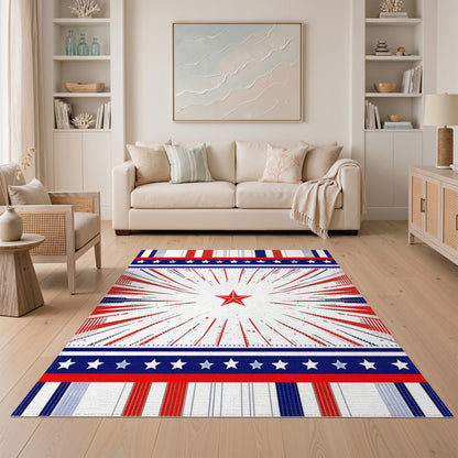 Patriotic Red Starburst Area Rug
