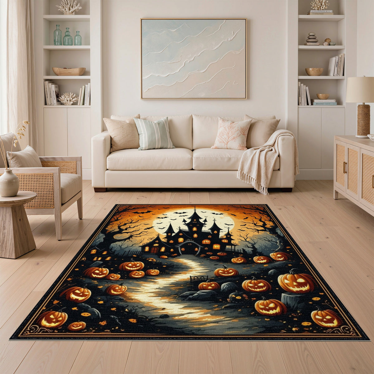 ODIKA Halloween Haunted Mansion Pumpkin Rug