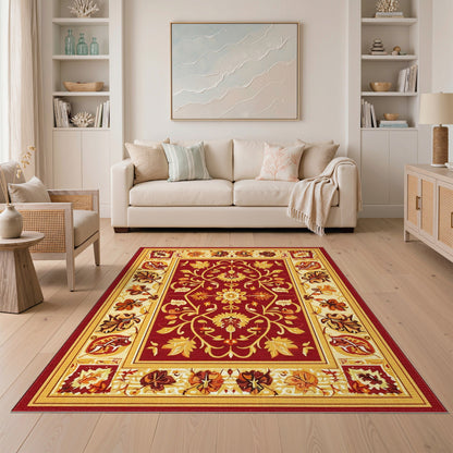 Red Floral Medallion Traditional Persian Area Rug