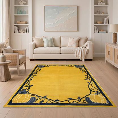 Yellow Pumpkin Vine Area Rug
