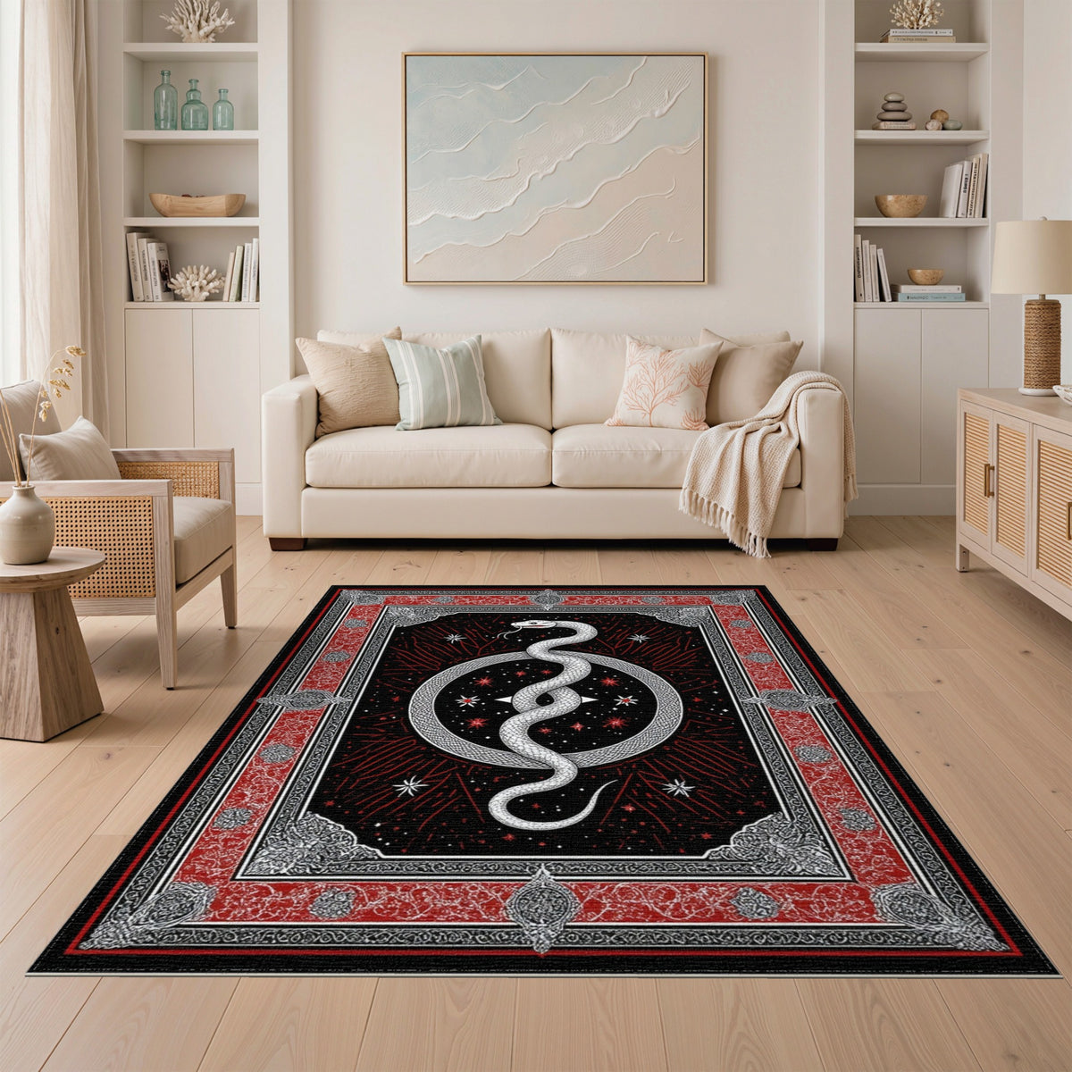 Mystic Serpent Black White Area Rug