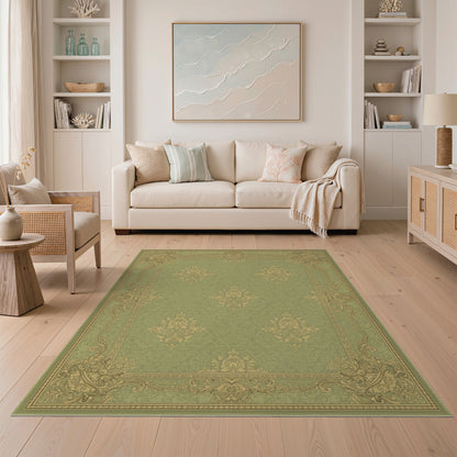 Sage Green Floral Vintage Area Rug