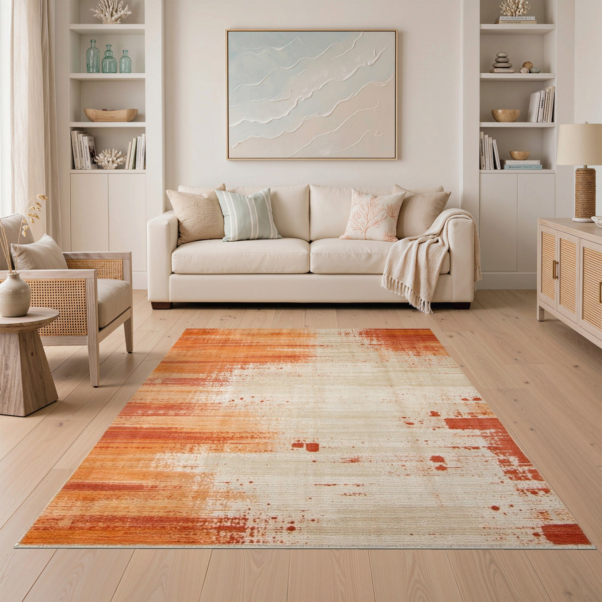 Orange Distressed Vintage Area Rug