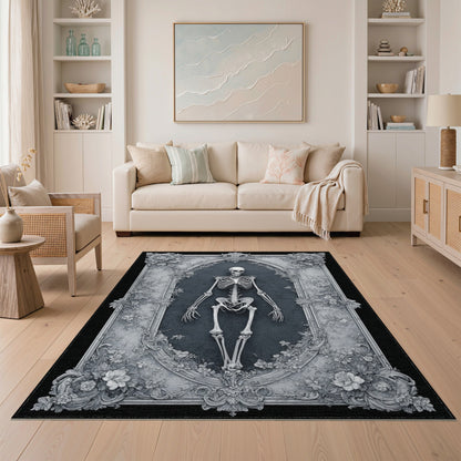 Vintage Skeleton Floral Frame Area Rug